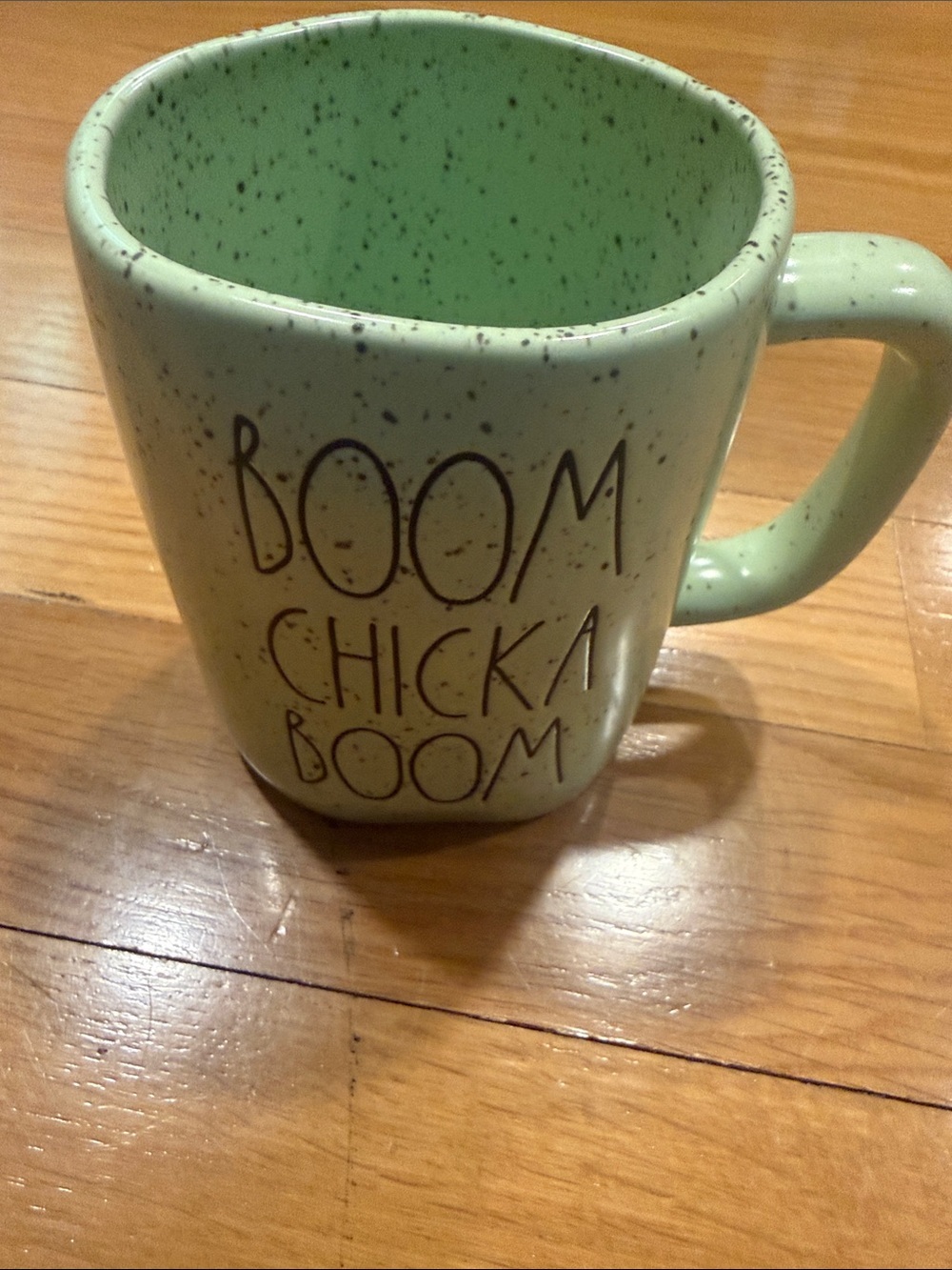 Rae Dunn Boom Chicka Boom speckled mug .